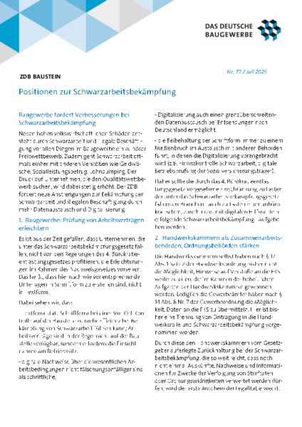 ZDB-Baustein 77/2025: Schwarzarbeitsbekämpfung